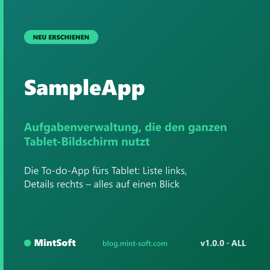 Aufgabenverwaltung, die den ganzen Tablet-Bildschirm nutzt